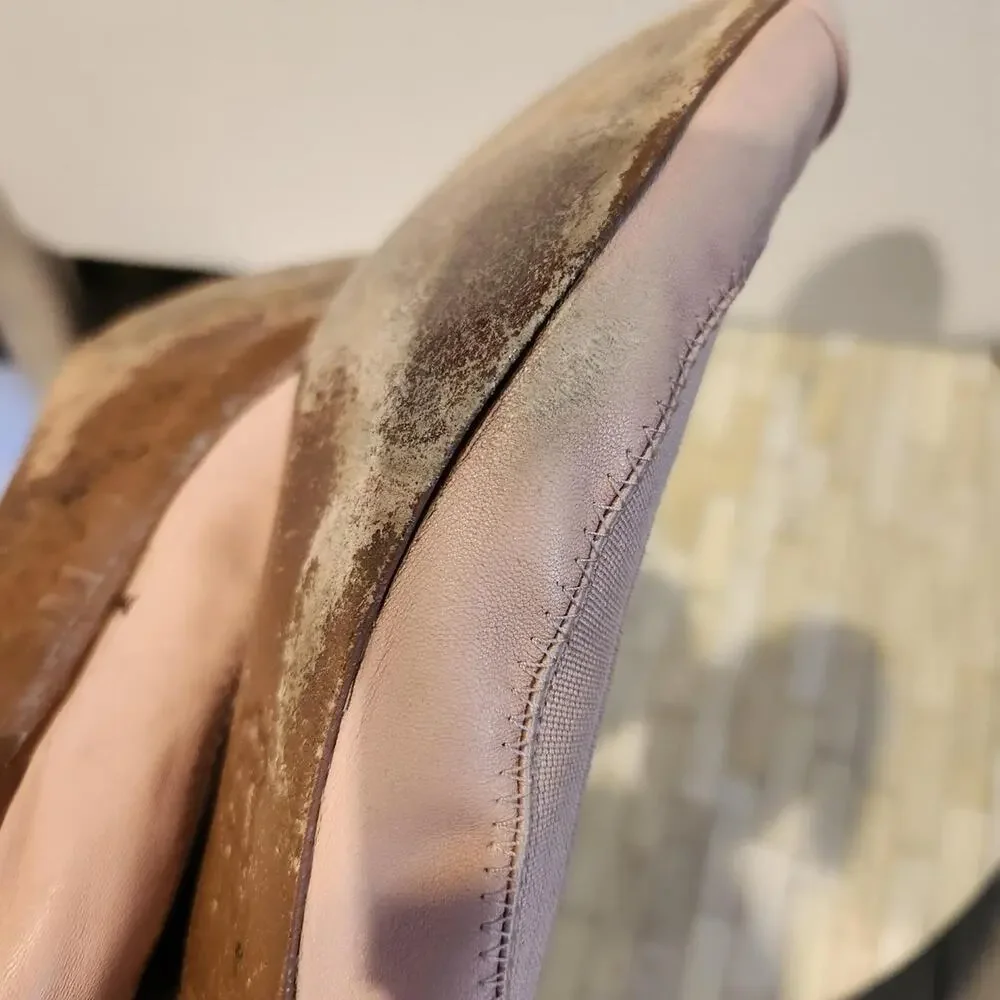 Tory Burch pink leather Jolie cap-toe ballet flats